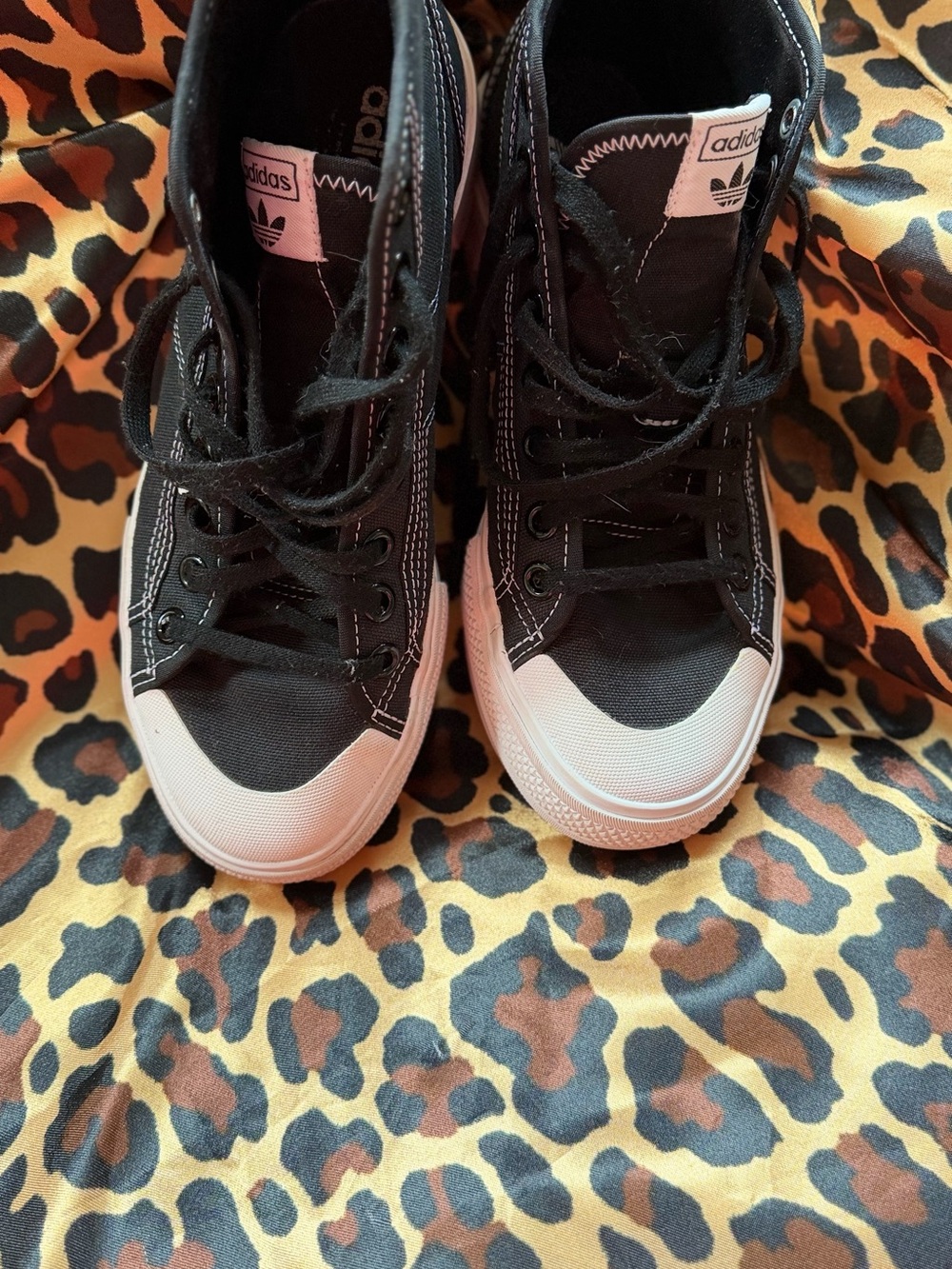 adidas Black High-Top Canvas Platform Sneakers - Picture 2 of 7